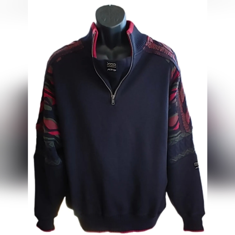 MENS ATG  ALL TERRAIN GEAR CANADA 1/4 ZIP SWEATER COOGIE STYLE WOOL BLEND L